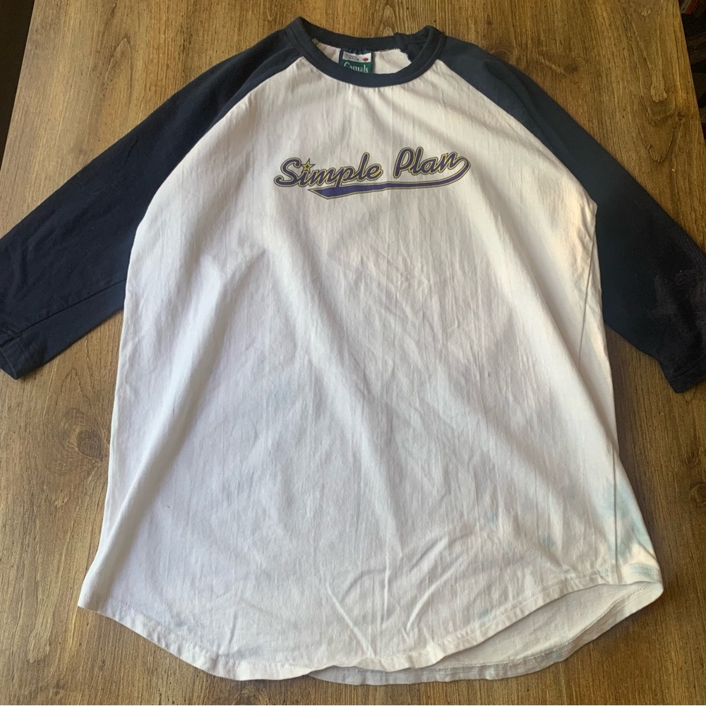 Vintage Simple Plan Shirt Signed Medium Baseball Ringer